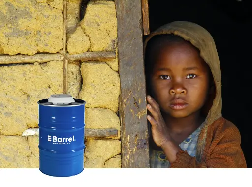 title="Barrel solar energy system providing sustainable energy for rural communities" alt="Barrel solar energy system supporting energy access for children in rural communities"